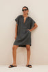 By-Bar vina linen dress charcoal
